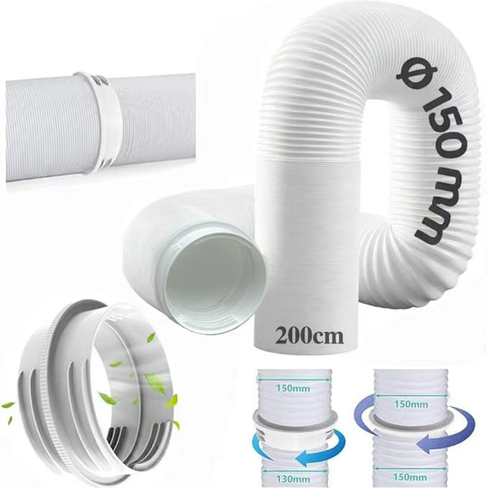 Tuyau blanc de 2 m pour climatiseur mobile avec son adaptateur de 130 à 150 mm