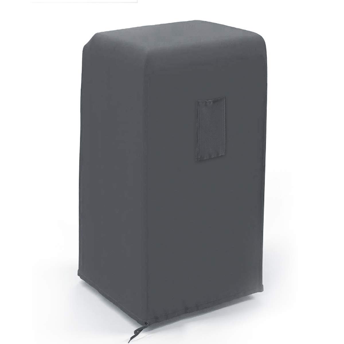 Housse grise Luxiv ajustée sur un climatiseur portable, avec poche latérale et sangles réglables.